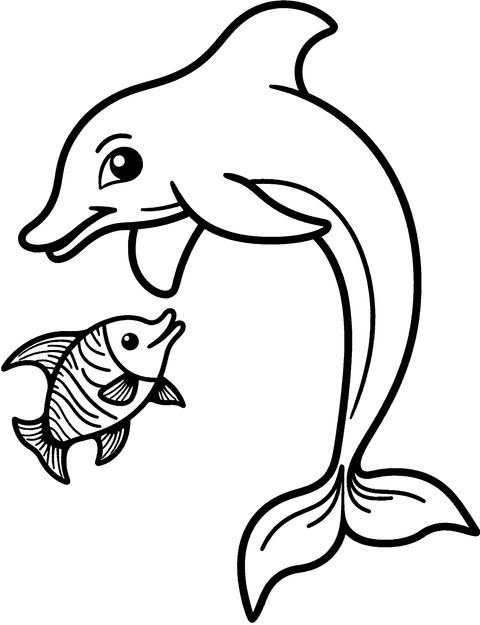 Delfín Con Peces coloring page