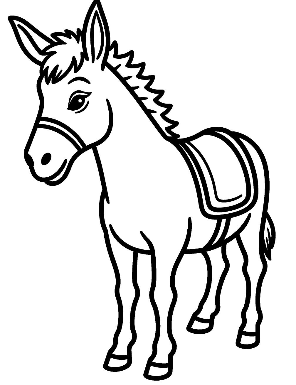 Donkey With Saddle Coloring Page