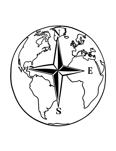 Earth With Compass Coloring Page