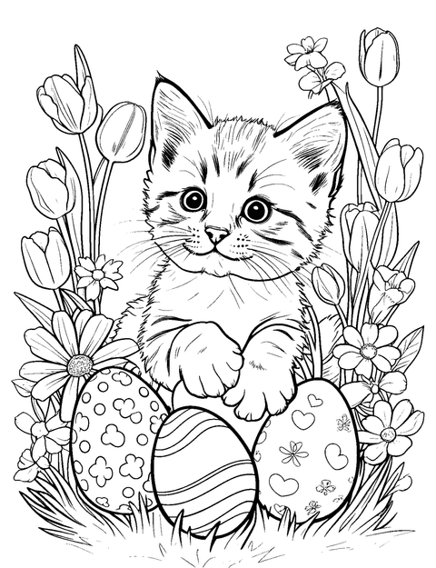 Gatito De Pascua coloring page