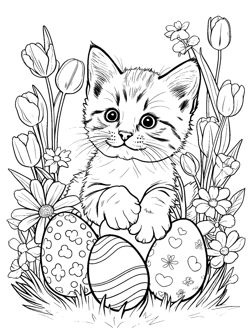 Dibujo de Gatito De Pascua para colorear