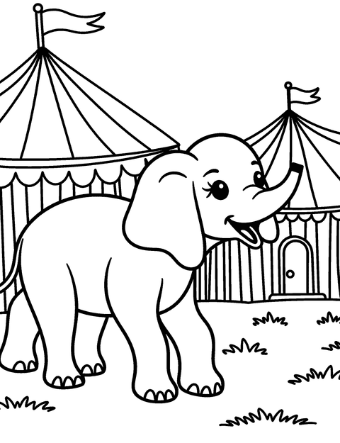 Norsu Sirkus coloring page