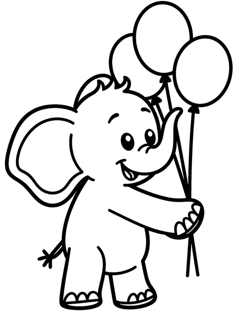 Elefantti Ilmapalloilla coloring page