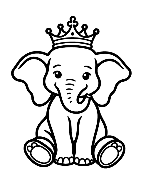 Elefantti Kruunulla coloring page