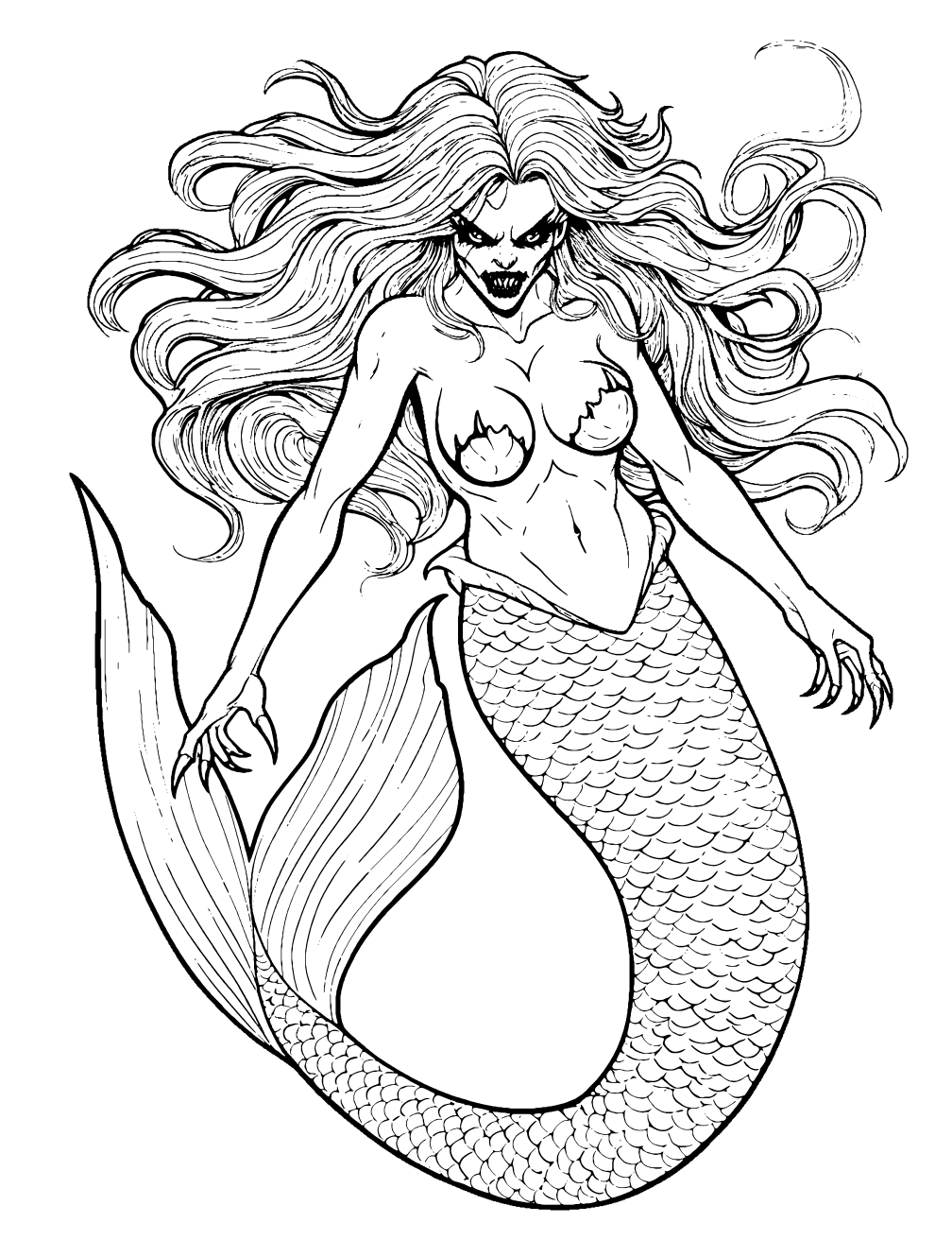 Dibujo de Sirena Malvada para colorear