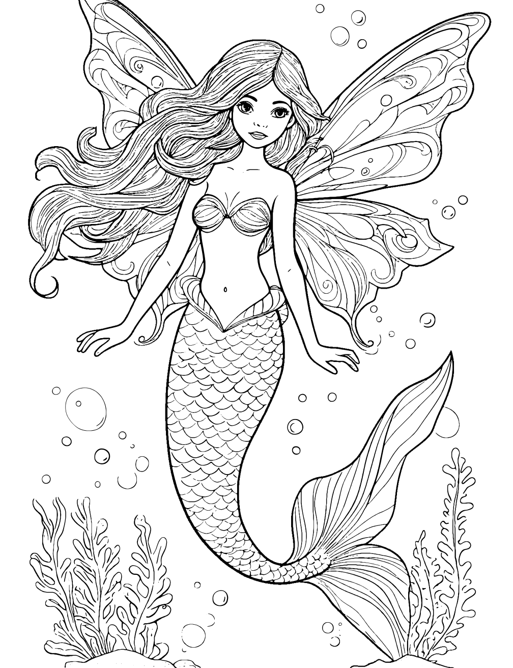 Dibujo de Sirena Hada para colorear