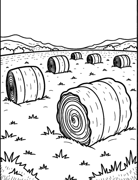 Farm Hay Bales coloring page