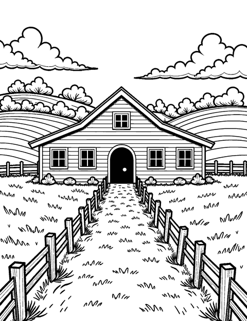 Farm House coloring page