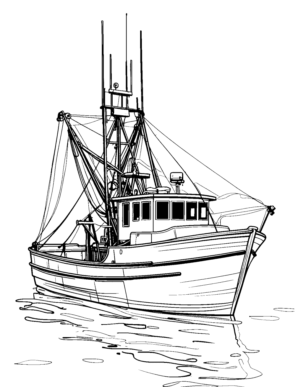 Dibujo de Barco De Pesca para colorear