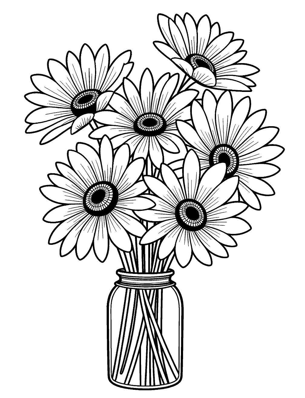 Buquê De Flores Desenho para Colorir