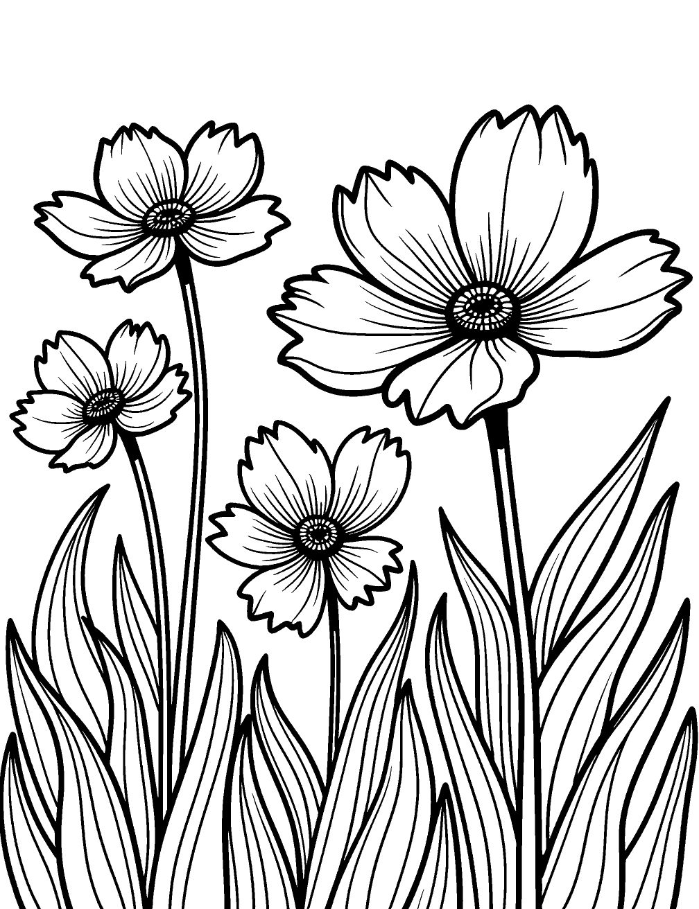 Jardim De Flores Desenho para Colorir