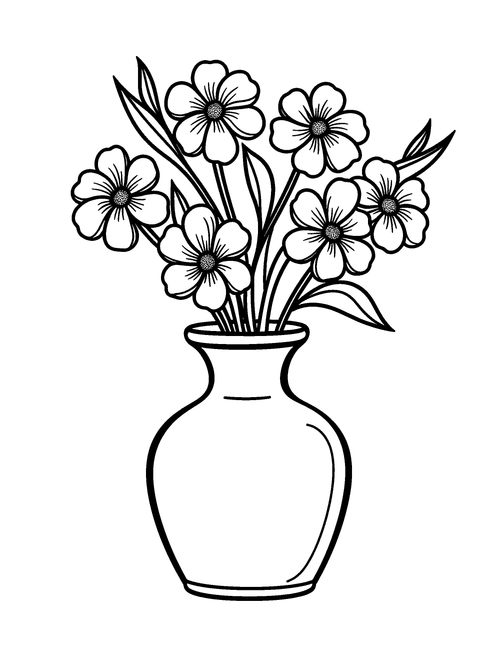 Vaso De Flores Desenho para Colorir