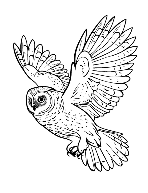 Flying Owl Coloring Page