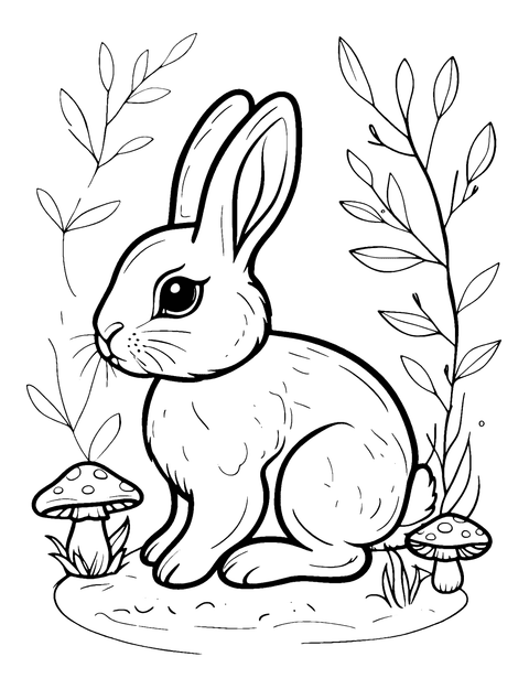 Forest Bunny Coloring Page