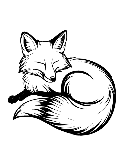 Fox Sleeping Coloring Page