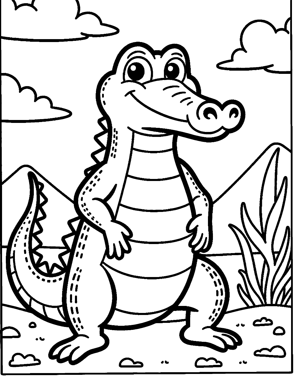 Coloriage Crocodile Amical