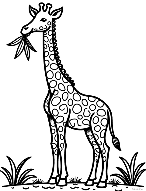 Kirahvi Syö Lehtiä coloring page