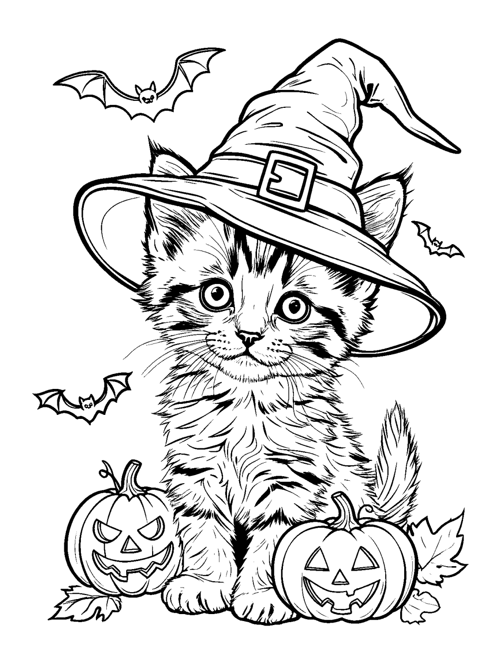 Dibujo de Gatito De Halloween para colorear