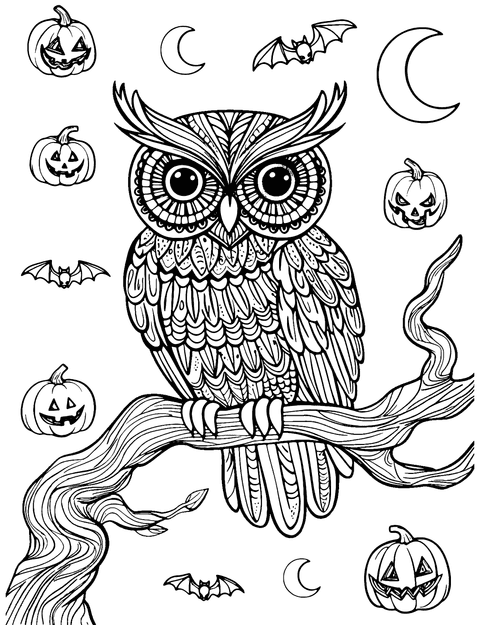 Halloween Owl Coloring Page