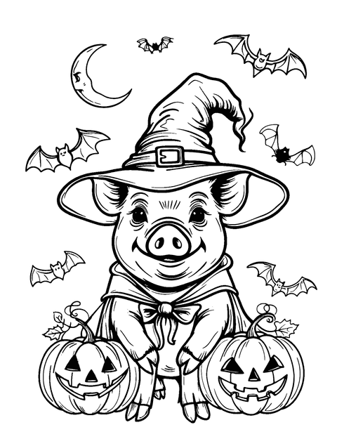 Halloween Pig Coloring Page