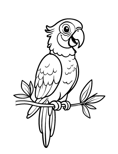 Happy Parrot Coloring Page