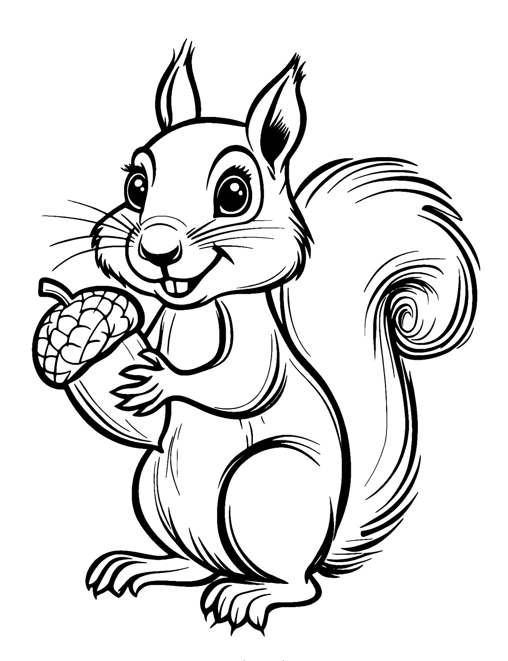 Happy Squirrel Coloring Page