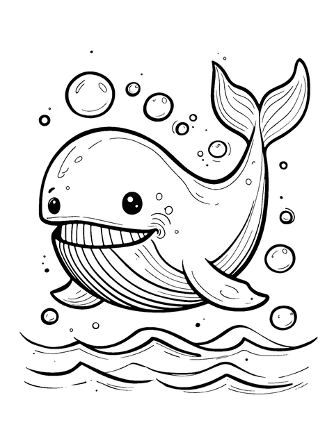 Happy Whale Coloring Page