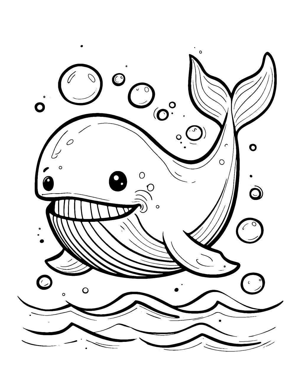 Happy Whale Coloring Page