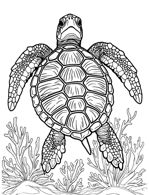 Hawksbill Turtle Coloring Page