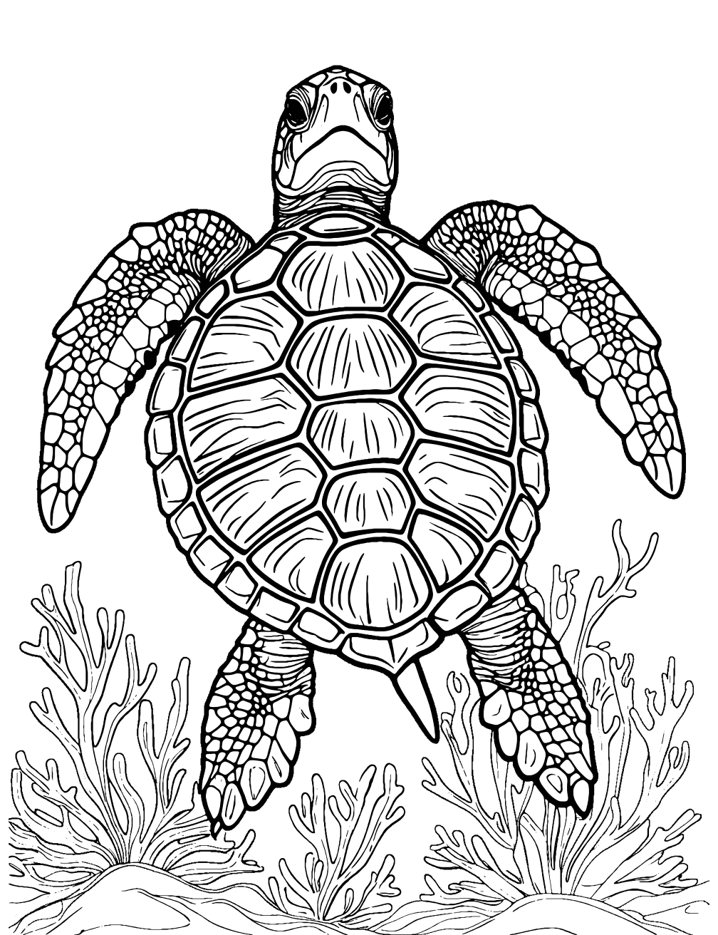 Hawksbill Turtle Coloring Page