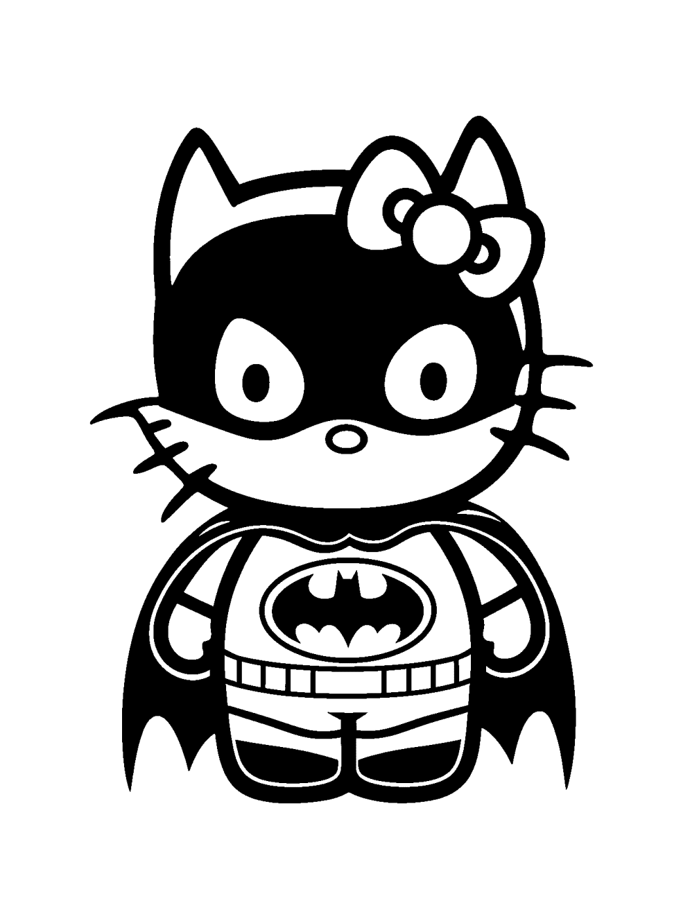 Hello Kitty Batman Kleurplaat