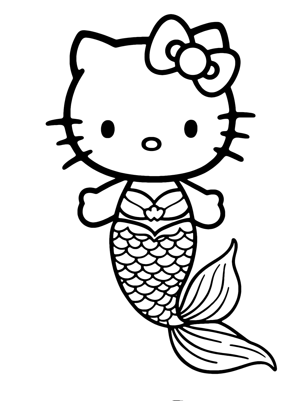 Dibujo de Hello Kitty Sirena para colorear