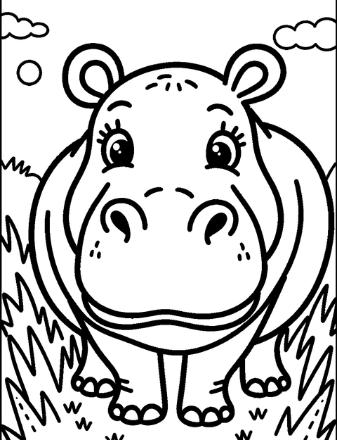 Flodhest Ansigt coloring page