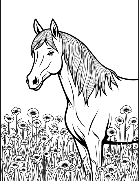 Cavallo E Fiore coloring page