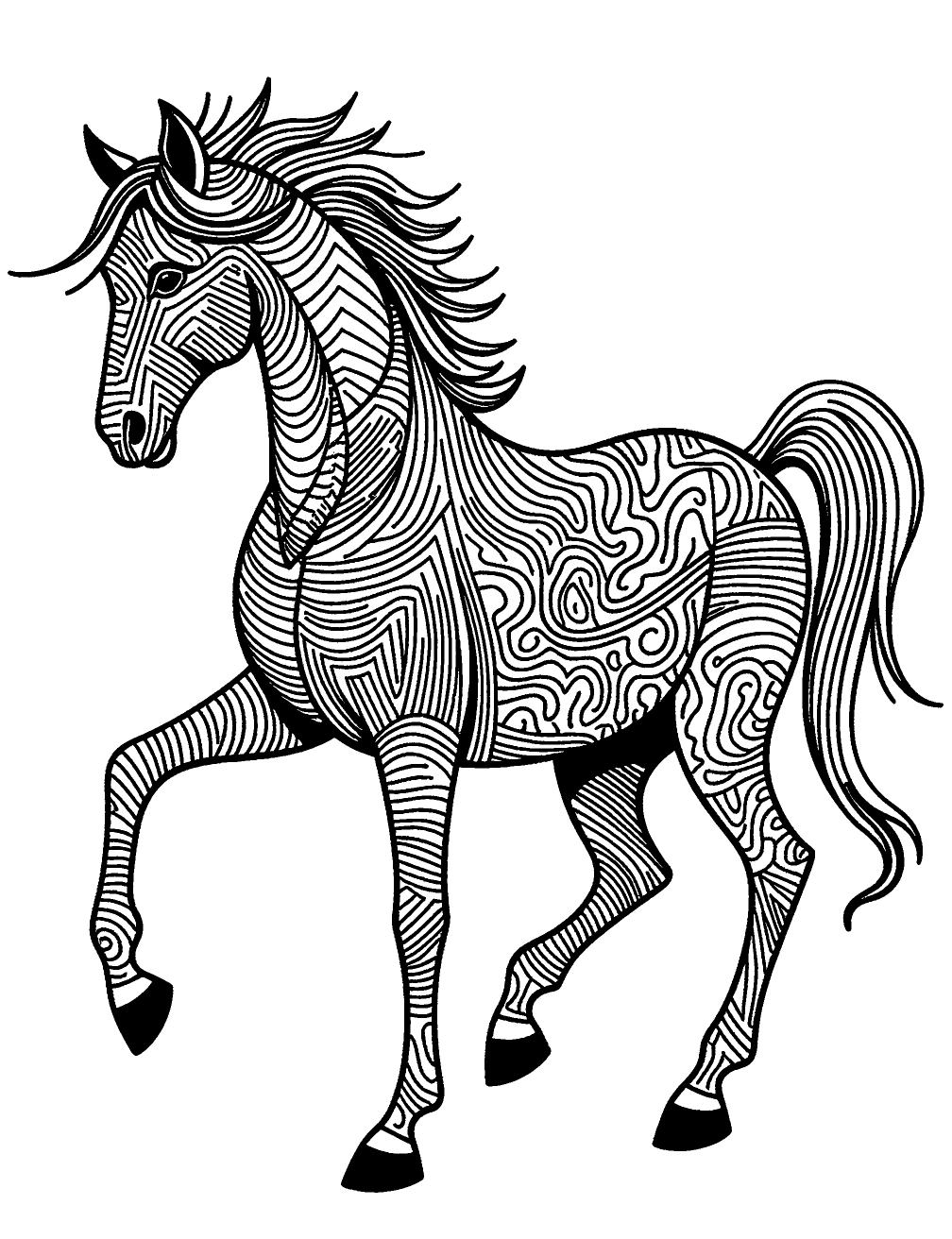 Dibujo de Mandala De Caballo para colorear