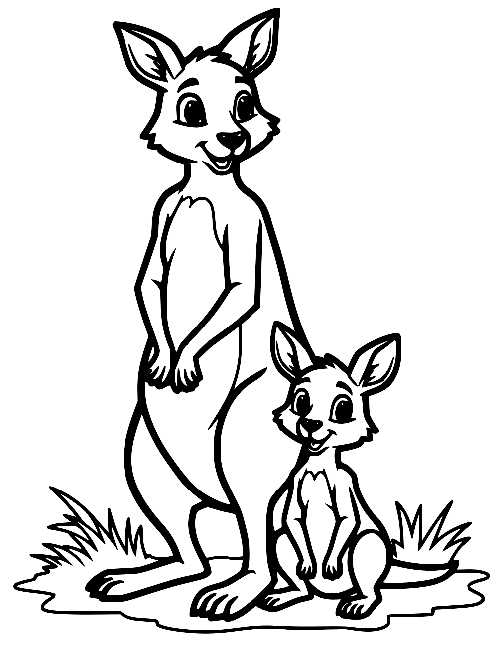 Kangaroo And Joey Coloring Page