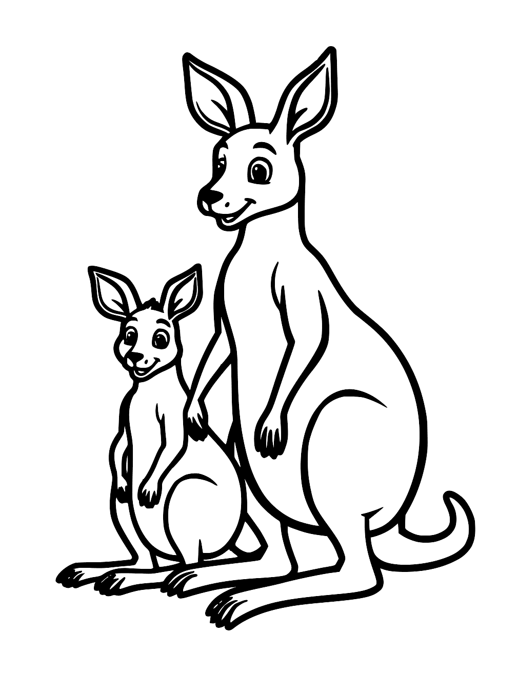 Kangaroo Family Coloring Page