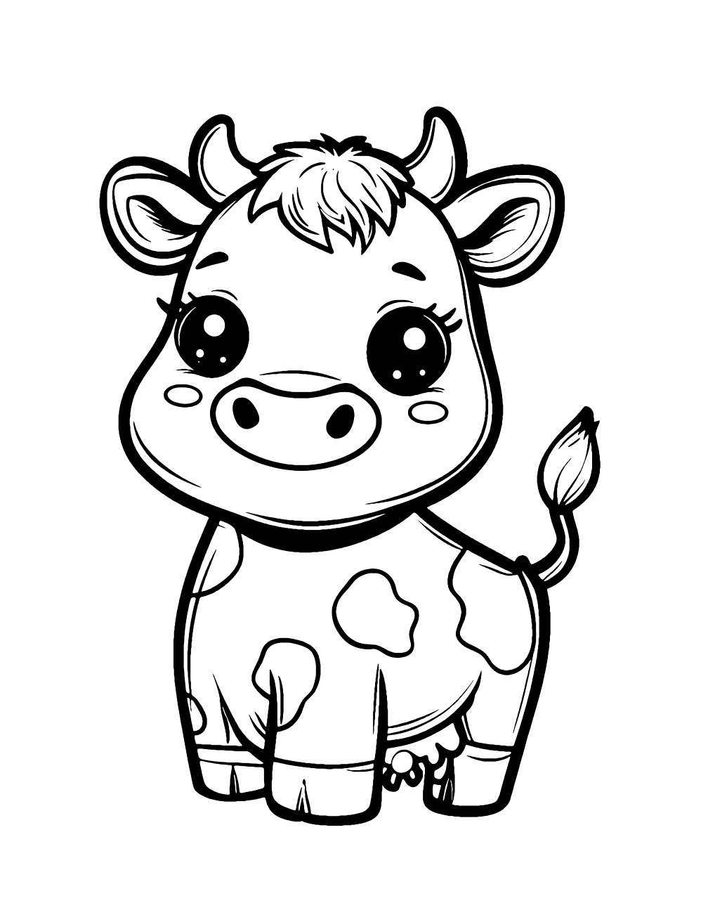 Dibujo de Vaca Kawaii para colorear