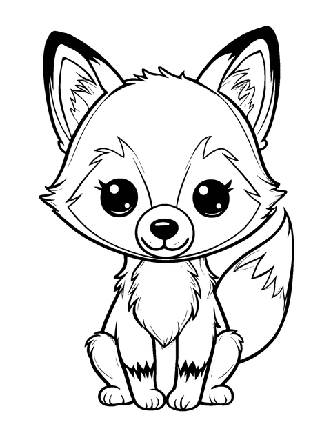 Kawaii Fox Coloring Page