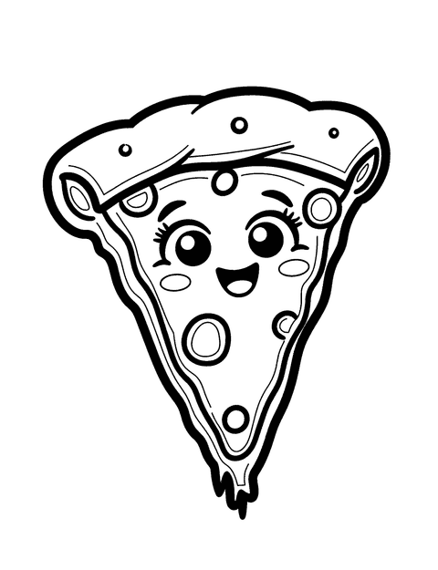 Pizza Kawaii coloring page