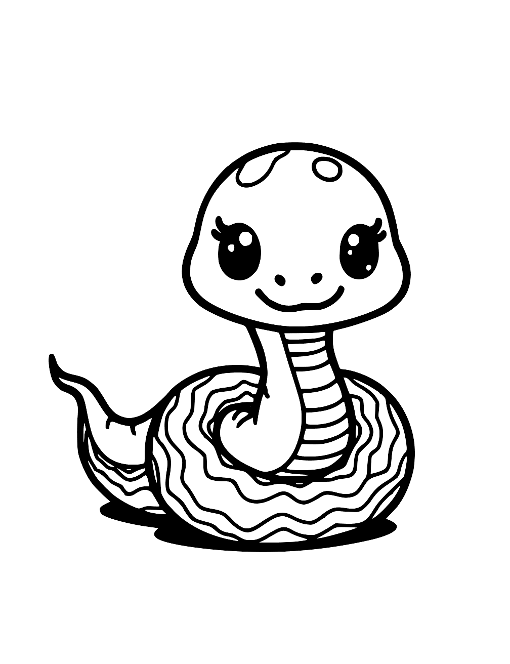 Kawaii Snake Coloring Page