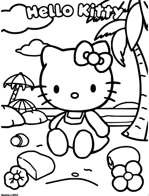 Hello Kitty Na Praia coloring page