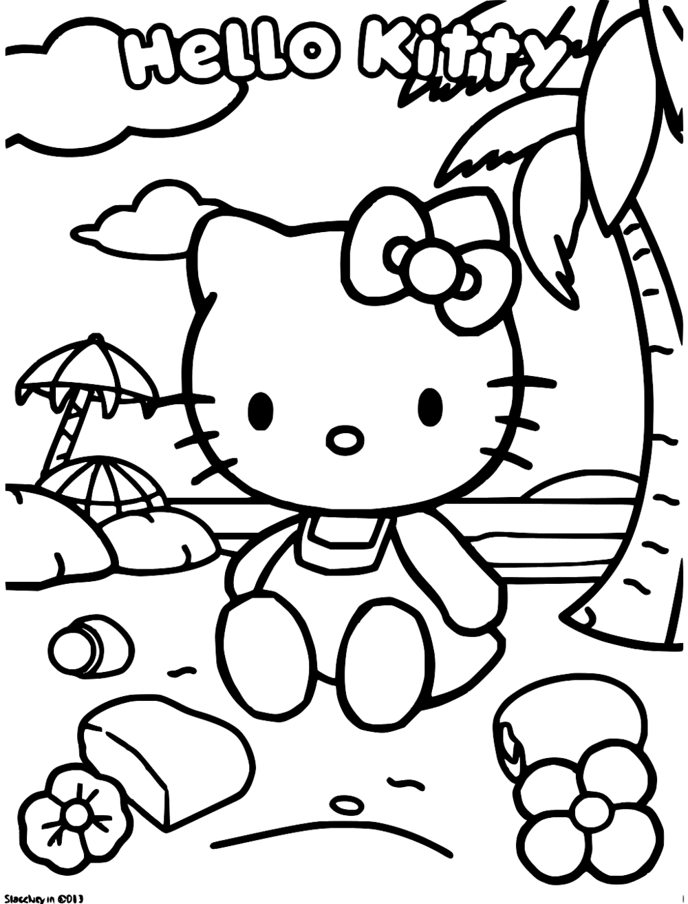 Hello Kitty At The Beach coloring page