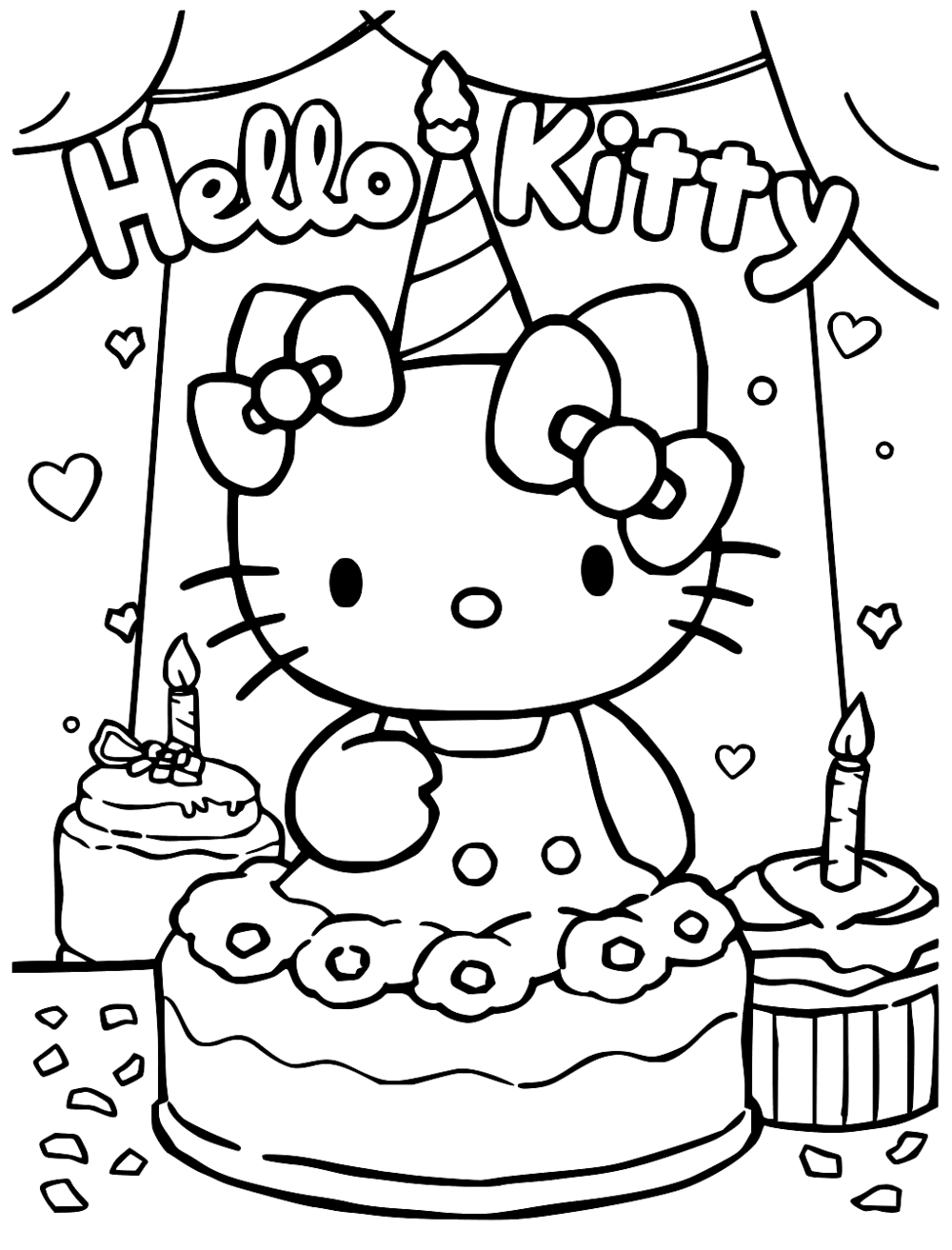 Hello Kitty At A Birthday Party Coloring Page