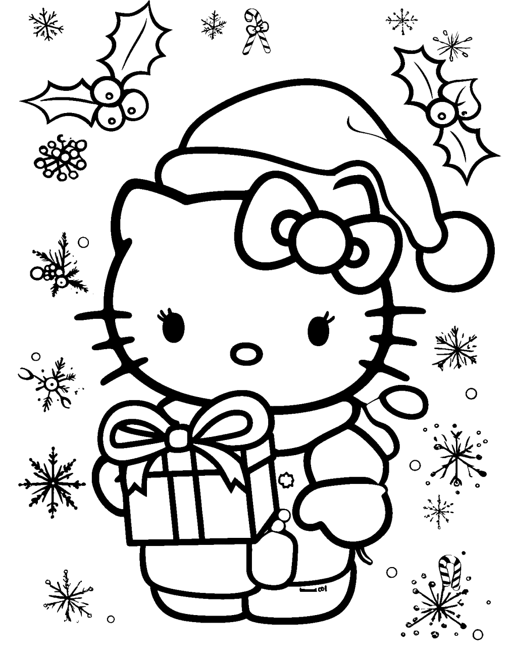 Vrolijk Kerstfeest Hello Kitty Kleurplaat