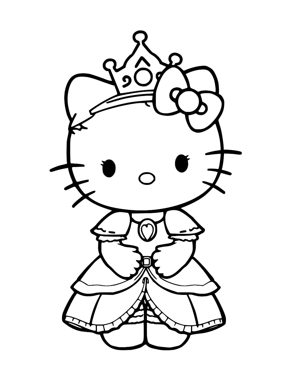 Hello Kitty Dressed As A Princess coloring page