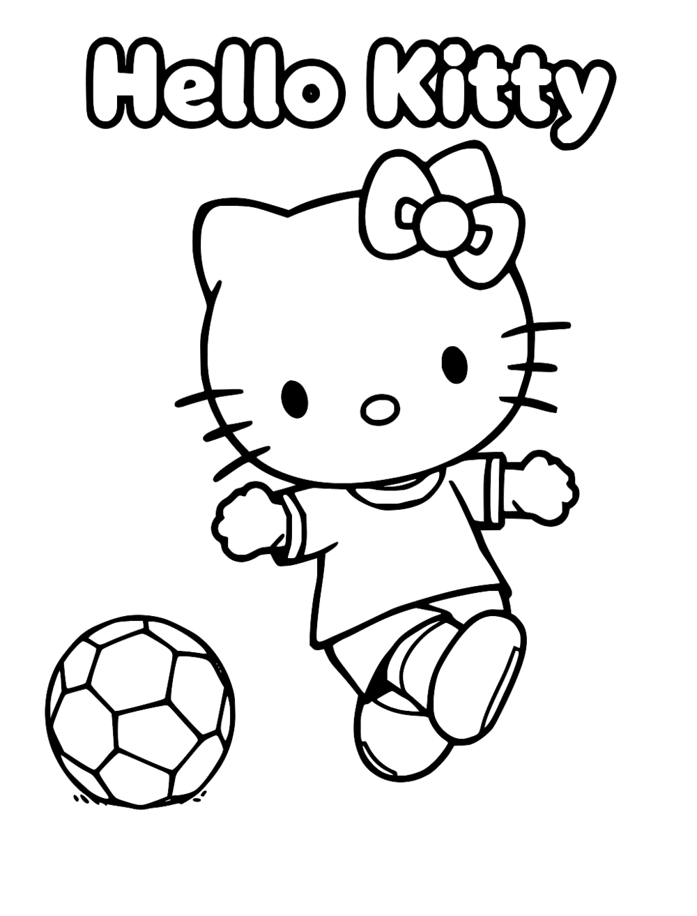 Hello Kitty Playing Soccer Coloring Page