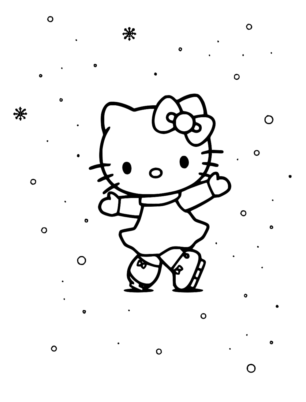 Hello Kitty Ice Skating Coloring Page