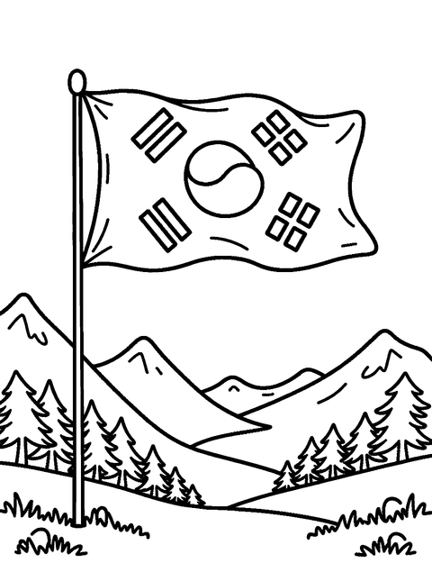 Korean Flag coloring page