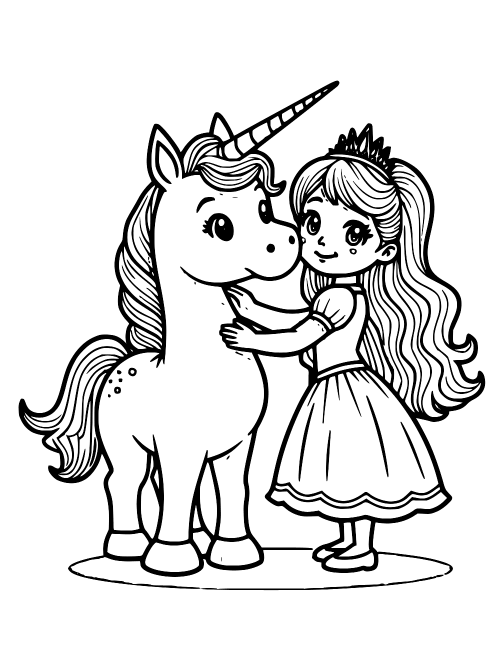 Coloriage Licorne Et Princesse